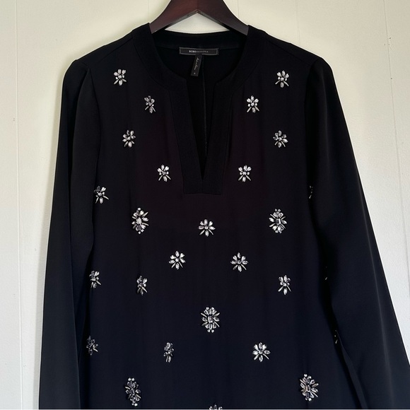 BCBGMAXAZRIA Dyanne Embellished Crystal Tunic Dress Black Small VPX61K22 - Picture 4 of 10